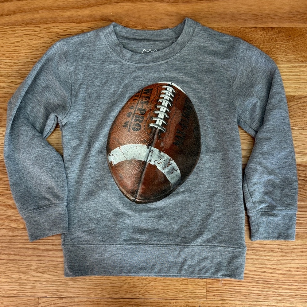 Gray Long Sleeve Football Graphic Tee